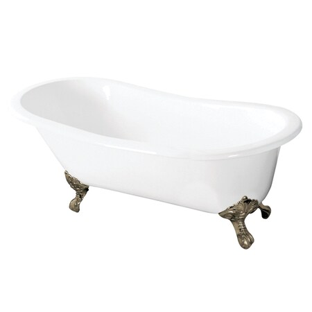 Aqua Eden Clawfoot Bathtubs, 56.69 L, 30.31 W, White/Brushed Nickel, Cast Iron VCTND5731B8